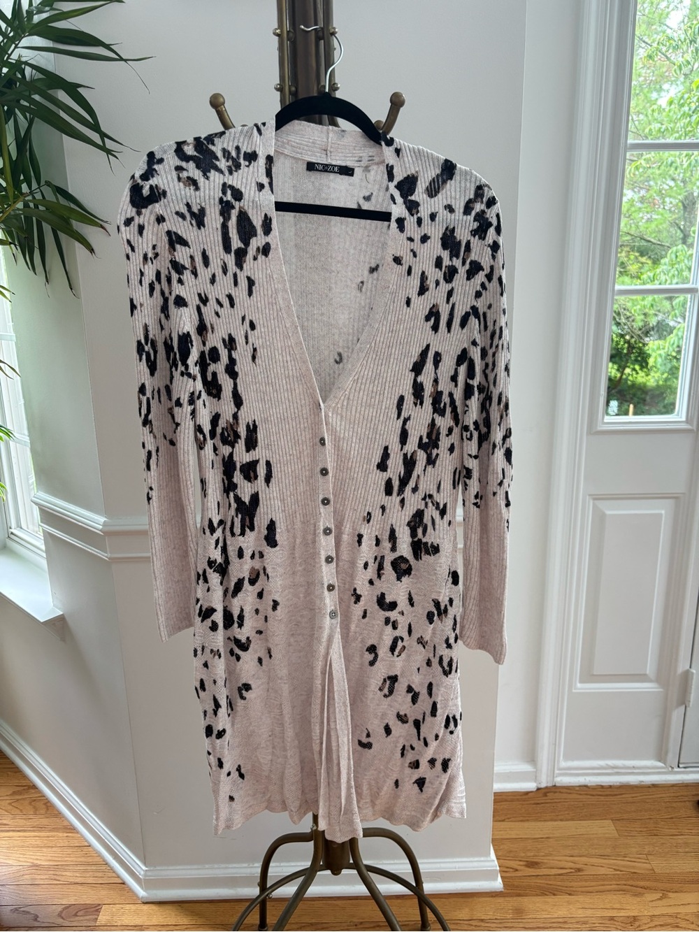 NIC+ZOE Leopard-Print Button-Front Cardigan